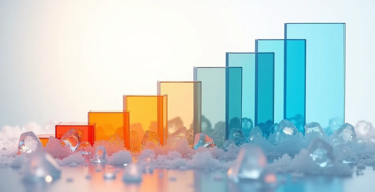 Graphique de courbe de performance COP selon température avec points de données colorés